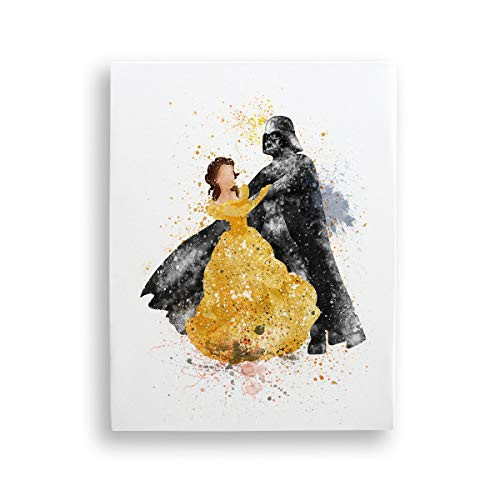 Star Wars Darth Vader and Belle Beauty and the Beast 11 x 14 inches Stretched Canvas Print