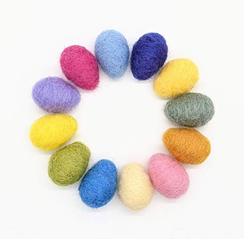 Felted Eggs  Set of 12 Small Wool Felted Easter Eggs in Spring Colors