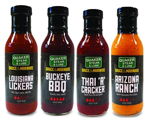 Quaker Steak and Lube Wing Sauce Variety Pack - Top 4 Selling Wing Sauces - Arizona Ranch  Buckeye BBQ  Thai R Cracker and Louisiana Lickers