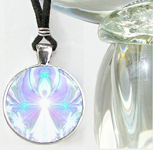 Violet Necklace  Angel Pendant  Chakra Jewelry   inch On the Wings of Angels inch