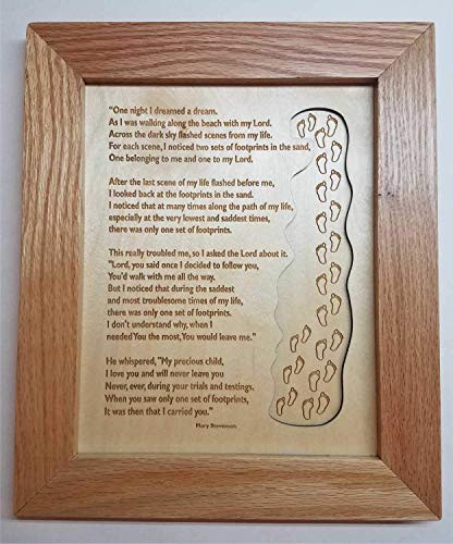 Artwork of the popular inch Footprints in the Sand inch  poem in 8x10 Oak Frame
