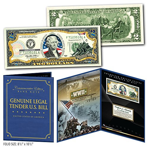 United States MARINES WWII Vintage Genuine US  2 Bill in 8x10 Collectors Display