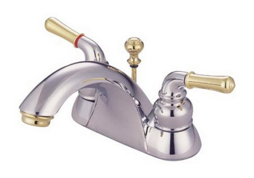 Kingston Brass KB2624B Naples 4-Inch Centerset Lavatory Faucet Brass Pop-Up, Polished Chrome and Polished Brass