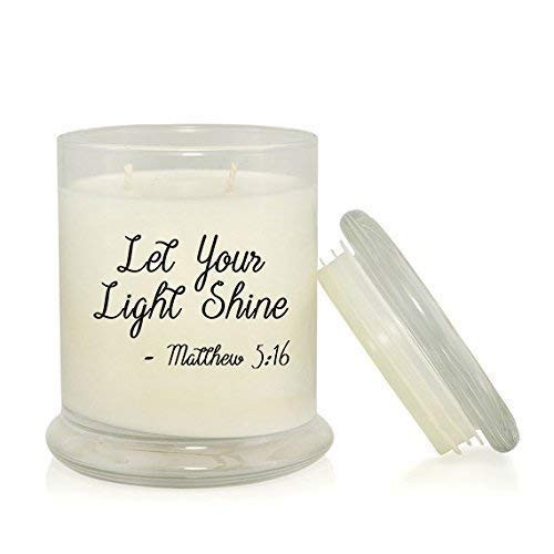 Let Your Light Shine 8.5 oz. Soy Candle - Inspirational Bible Quotes - Oakmoss and Amber Scent