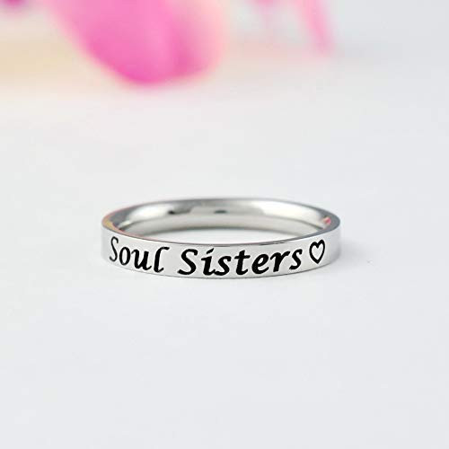 Soul Sisters - Dainty Stainless Steel Stacking Band Ring  Gift for Bridesmaids  Best Friends  BFF Besties  Sorority Sisters  Anniversary Gift  Christmas Gift