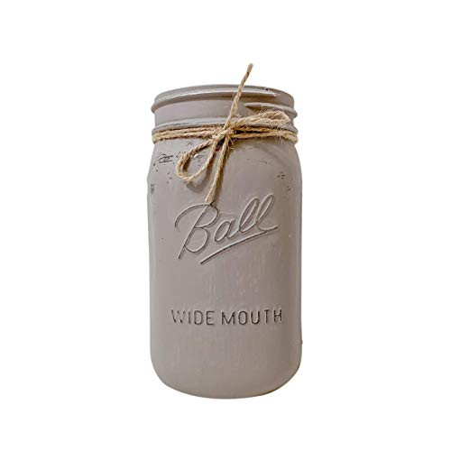 Clay  Hand Painted and Distressed Mason Jar  Quart Ball Mason Jar  32 oz. Wide Mouth Mason Jar  Rustic Kitchen Decor  Mason Jar Utensil Holder  Rustic Farmhouse Style