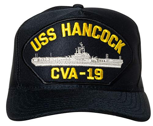 United States Navy USS Hancock CVA-19 Aircraft Carrier Ship Emblem Patch Hat Navy Blue Baseball Cap
