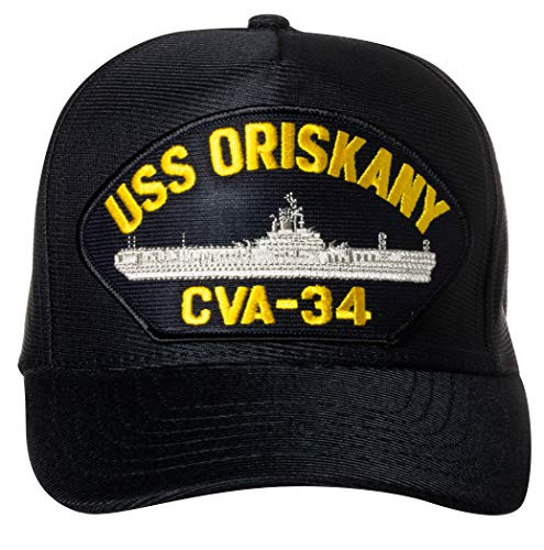 United States Navy USS Oriskany CVA-34 Aircraft Carrier Ship Emblem Patch Hat Navy Blue Baseball Cap