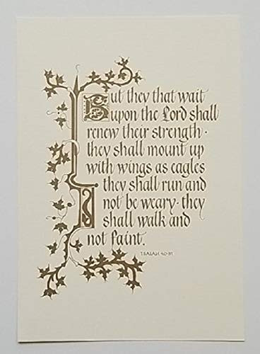 But they that wait upon the Lord Isaiah 40 31 - Hand-lettered Christian Calligraphy  Bible Scripture - Christian Wall Art - portrait print 5.50 X 8 - 1104PF0000000