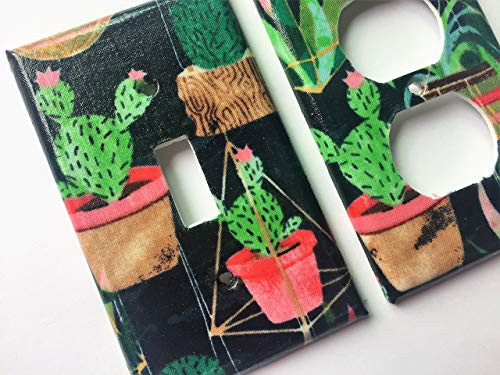 Green Cactus Light Switch Plate Cover Various Sizes Offered