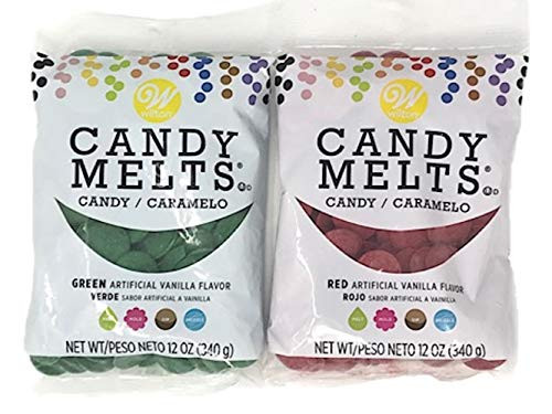 Bundle of Wilton Candy Melts  Red and Green  12 Ounces Each