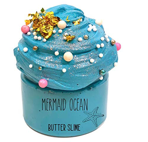 8oz Blue Fluff Butter Slime Mermaid Ocean Butter Slime  FREE SHIPPING
