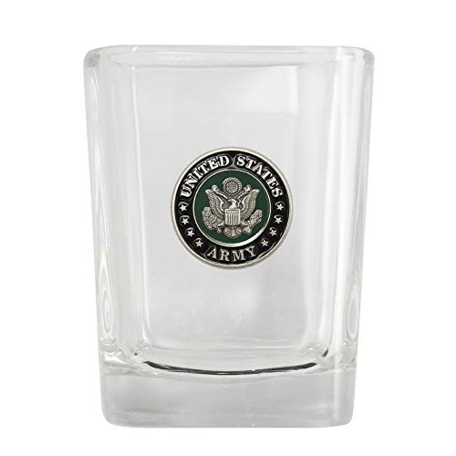 Indiana Metal Craft US ARMY Seal Square Shot Glass with Die Struck Enamel Emblem MADE IN USA