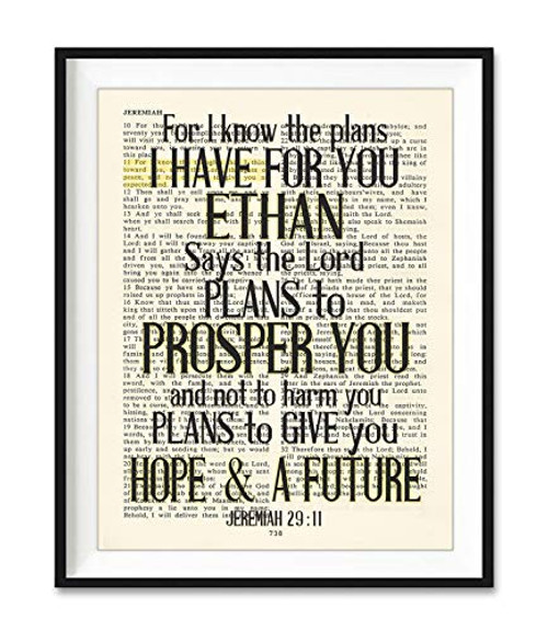 Custom Vintage Bible Page Personalized Verse Scripture For I Know the Plans Jeremiah 29 11 Christian Art Print Unframed Christian Wall and Home Decor Poster All Sizes Custom Vintage Bible Page Personalized Verse Scripture For I Know the Plans Jeremiah 29 11 Christian Art Print Unframed Christian Wall and Home Decor Poster All Sizes