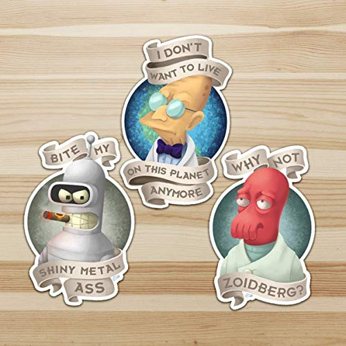 Farnsworth - Zoidberg - Bender - Futurama - Original Artwork Sticker Pack