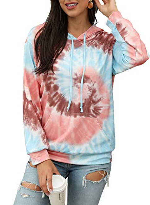 LYCKYY Women s Tie Dye Hooded Sweatshirt Long Sleeve Lightweight Pullover Hoodie with Pocket Coffee LYCKYY Women s Tie Dye Hooded Sweatshirt Long Sleeve Lightweight Pullover Hoodie with Pocket Coffee