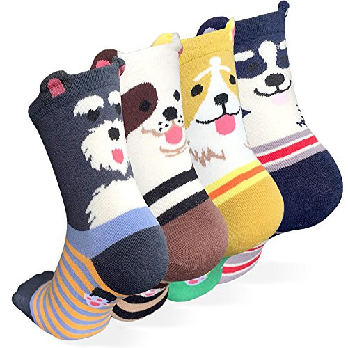 Womens Casual Socks - Cute Crazy Lovely Animal Cat Dogs Value Socks Sets  Goods for Gift Idea.  Dog Ringle
