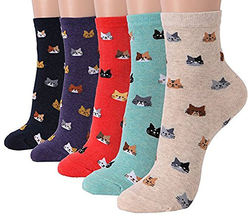 Womens Casual Socks-Cute Crazy Lovely Animal Cats Good for Gift One Size Fits All 5 Mini Cats One Size