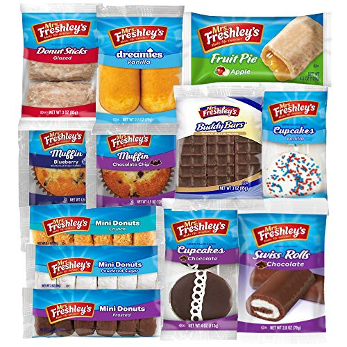 Mrs. Freshley s Variety Pack   Muffins  Donuts  Cupcakes  Pie  Cream cakes  Swiss Rolls   12 Pack  35 Pieces