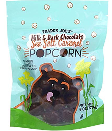 Trader Joe s Milk and Dark Chocolate Sea Salt Popcorn Salted Caramel Covered - 6oz Pack of 2