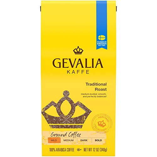 Gevalia Traditional Mild Roast Ground Coffee  12 oz Bags  Pack of 6