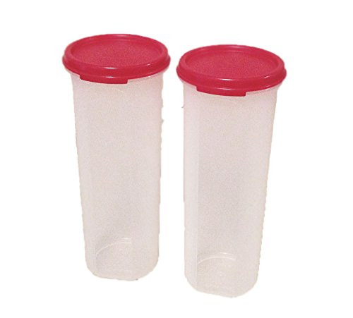 Tupperware Set of 2 Modular Mates  4 Rounds Red Seals