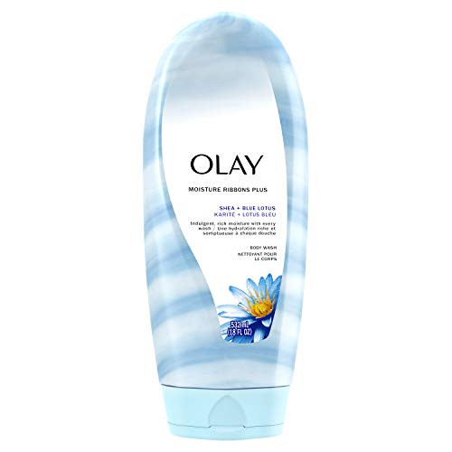 Olay Moisture Ribbons Plus Shea  Plus Blue Lotus Body Wash  18 Fl Oz  Pack of 4