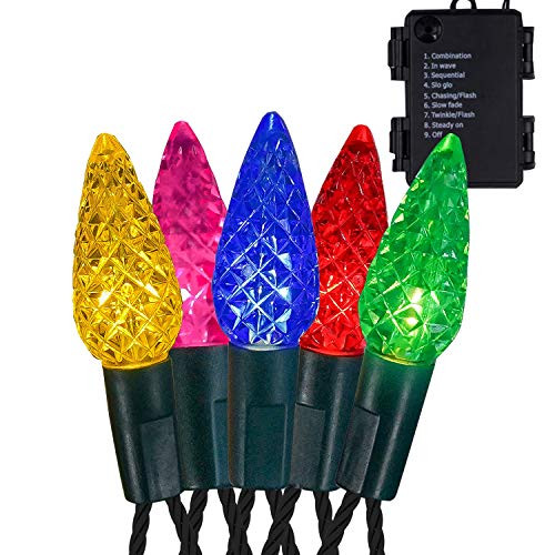 Twinkle Star C6 Christmas String Lights  50 LED 17ft Battery Operated Fairy Lights with 8 Lighting Modes  Indoor Outdoor Waterproof Lights for Patio Garden Party Wedding X-mas Decoration  Multicolor