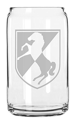 US Army - 11th Armored Cavalry Regiment SSI Patch Etched Can Glass 16oz