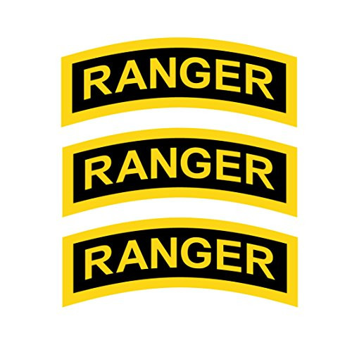 US Army - Ranger Tab Patch Decal Three Pack - Three Five Inch Wide Full Color Decals