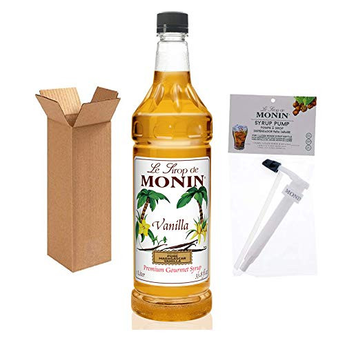 Monin - Vanilla Syrup with Monin BPA Free Pump Boxed Versatile Flavor Great for Coffee Shakes and Cocktails Gluten-Free Vegan Non-GMO 1 Liter Monin - Vanilla Syrup with Monin BPA Free Pump Boxed Versatile Flavor Great for Coffee Shakes and Cocktails Gluten-Free Vegan Non-GMO 1 Liter