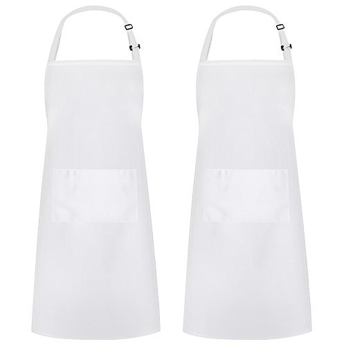 Syntus 2 Pack Adjustable Bib Apron Waterdrop Resistant with 2 Pockets Cooking Kitchen Aprons for BBQ Drawing Women Men Chef White Syntus 2 Pack Adjustable Bib Apron Waterdrop Resistant with 2 Pockets Cooking Kitchen Aprons for BBQ Drawing Women Men Chef White