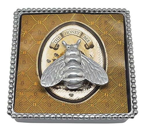 Mariposa 2663-C Bumblebee Beaded Napkin Box, One Size, Silver
