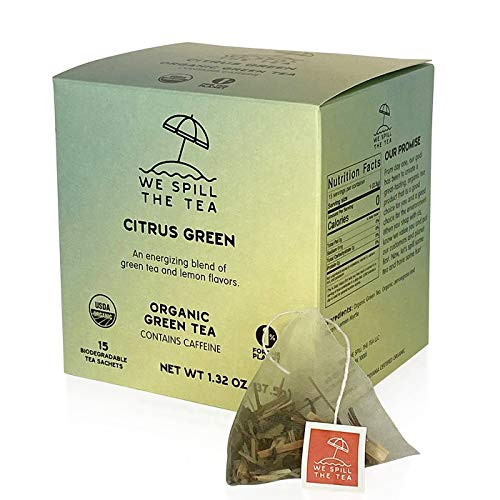 Organic Citrus Green Tea  1 Box  15 Tea Bags  - We Spill The Tea Organic Tea   Brew Hot or Iced   Natural Detox Tea