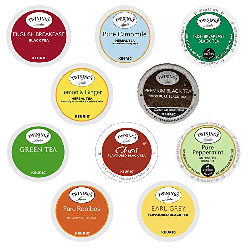 TWININGS K CUPS Tea Sampler Box - 10 Flavors   30 COUNT   Variety Sampler Pack for Keurig K-Cup Brewers - Twinings English  Black  Green  Chai  Herbal Tea and more - Gift for Tea Lovers