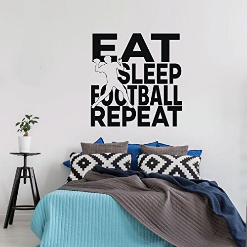 Football wall Decal - Eat Sleep Quote Decor - Vinyl Art Sticker for Girl s Bedroom Decor  Playroom or Game Room Decoration