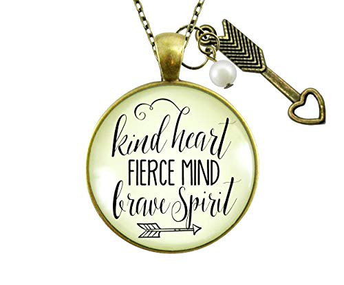Gutsy Goodness 24 inch  Kindness Necklace Kind Heart Fierce Mind Brave Spirit Quote Jewelry
