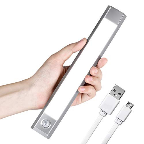 Motion Sensor LED Closet Light  Wireless Under Cabinet Lighting with USB Rechargeable 1200mAh Battery Operated  60 LED Counter Lighting Motion Activated Light  Closet Light