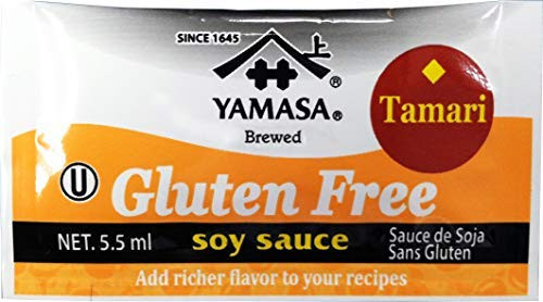 Yamasa Tamari Soy Sauce Packets  Take Out To Go Packs. Organic  Gluten Free Non-GMO  Kosher 5.5 ml  Pack of 100