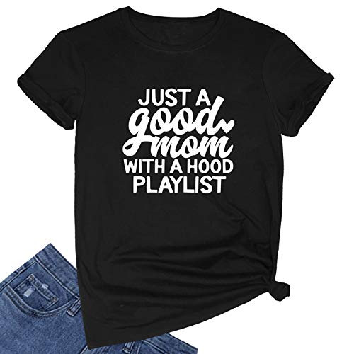 YITAN Women Cute Funny Graphic Summer Tee Cotton Short Sleeve Crewneck T Shirts Black XX-Large