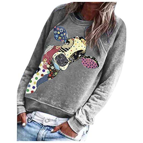 GDJGTA Women s Ugly Print Tee Shirt Casual Basic Pullover Long Sleeve Crewneck Sweatshirts Top Blouse
