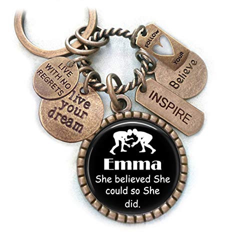 Wrestling She Believed She Could Custom Name Keychain Backpack Clip or Necklace Live Your Dream Live With No Regrets Follow Your Heart Wrestler Gift Girls Teens Women Wrestling She Believed She Could Custom Name Keychain Backpack Clip or Necklace Live Your Dream Live With No Regrets Follow Your Heart Wrestler Gift Girls Teens Women