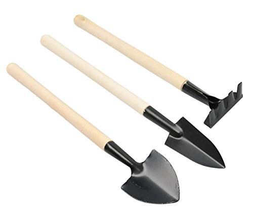 YOFAN Mini Set of 3 Tiny Indoor Garden Tool  Hand Planting Tools  Small Shovel Rake Spade Succulent Soil Tools for Indoor Gardening