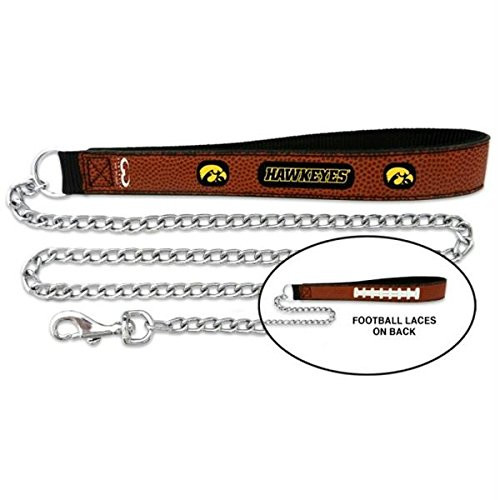 Pet Care Preferred Iowa Hawkeyes Football Leather and Chain Leash - Medium