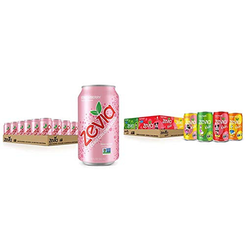 Zevia Zero Calorie Soda Strawberry Naturally Sweetened Soda Strawberry-flavored Carbonated Soda 12 Fl Oz Pack of 24 and Kidz Sparkling Drink Variety Pack 7.5 Ounce Cans Pack of 24 Zevia Zero Calorie Soda Strawberry Naturally Sweetened Soda Strawberry-flavored Carbonated Soda 12 Fl Oz Pack of 24 and Kidz Sparkling Drink Variety Pack 7.5 Ounce Cans Pack of 24