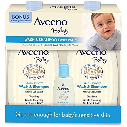Aveeno Baby Wash  and  Shampoo with Moisturizing Lotion  Twin Pack  18 Fluid Ounce