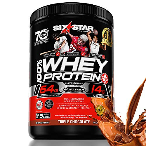 Six Star Elite Series 100% Whey Protein Powder Plus Muscle Builder, 32g Ultra-Pure Whey Protein Powder, Triple Chocolate, 5 Pound