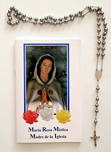Maria Rosa Mistica Madre de la Iglesia Libro y Stainless Steel Rosario