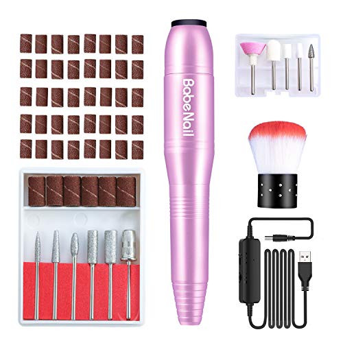 Portable Electric Nail Drill - Efile Nail Drill File Kit for Acrylic Gel Nails Manicure Pedicure Polishing Shape Tools with Nail Drill Bits and Sanding Bands