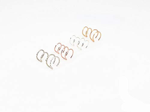 150  No Piercing Double Band Ear Cuff  ear jackets-Sterling Silver  14k Gold Filled  14k Rose Gold Filled etc